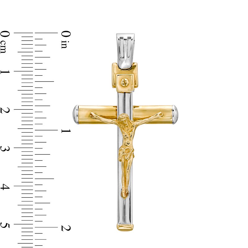 Main Image 2 of Previously Owned - Made in Italy Crucifix Necklace Charm in 10K Two-Tone Gold