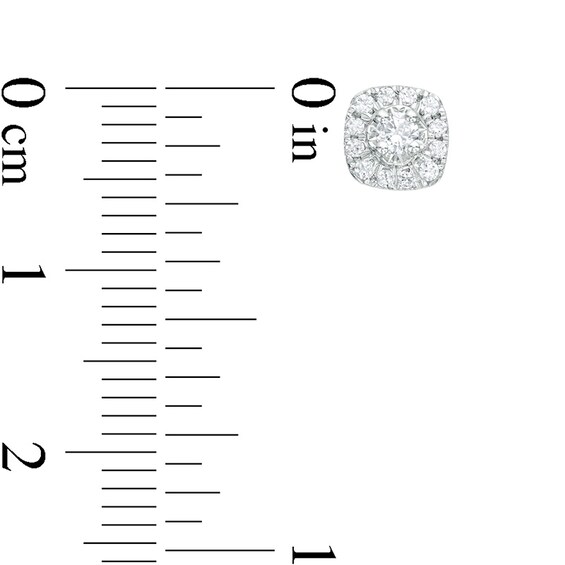 Previously Owned - 1/4 CT. T.w. Diamond Cushion Frame Stud Earrings in 10K White Gold