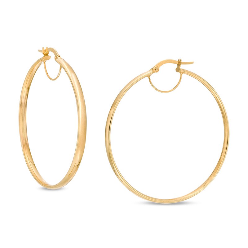 Main Image 1 of Previously Owned - 40.0mm Tube Hoop Earrings in 10K Gold