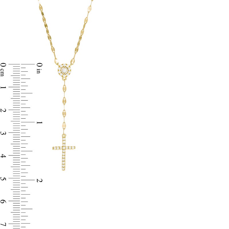 Main Image 3 of Previously Owned - 1/5 CT. T.W. Diamond Frame Cross "Y" Necklace in 10K Gold