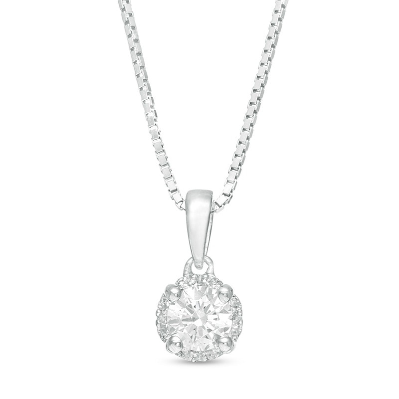 Main Image 1 of Previously Owned - 1/4 CT. T.W. Diamond Frame Pendant in 10K White Gold