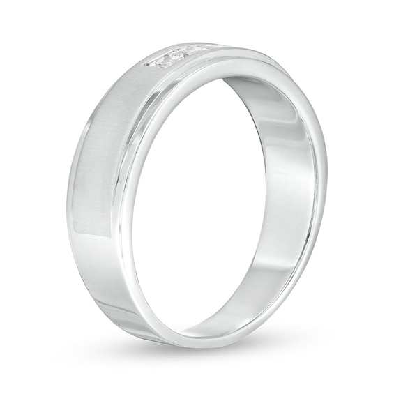 Previously Owned - 1/4 CT. T.w. Square-Cut Diamond Three Stone Wedding Band in 10K White Gold