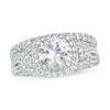 Thumbnail Image 1 of Previously Owned - Lab-Created White Sapphire Cushion Frame Twist Bridal Set in Sterling Silver