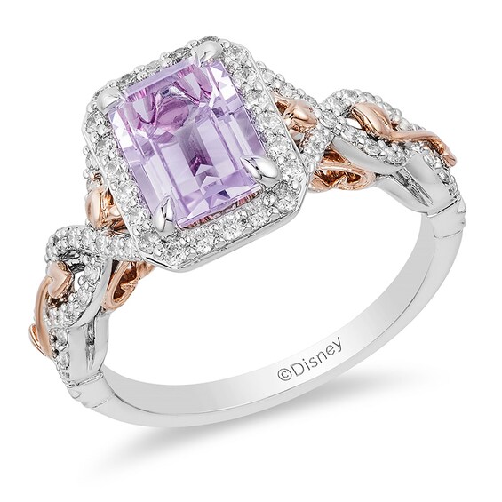 Previously Owned - Enchanted Disney Rapunzel Amethyst and 1/3 CT. T.w. Diamond Engagement Ring in 14K Two-Tone Gold