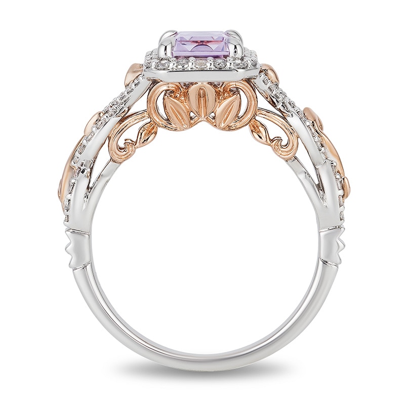 Main Image 3 of Previously Owned - Enchanted Disney Rapunzel Amethyst and 1/3 CT. T.W. Diamond Engagement Ring in 14K Two-Tone Gold