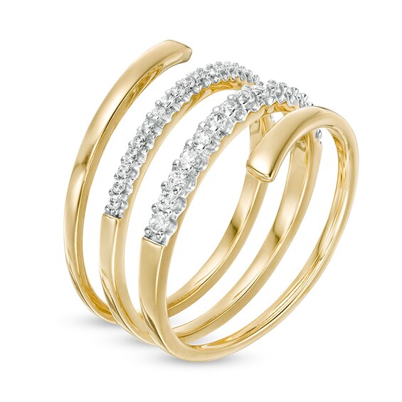 Previously Owned - 1/10 CT. T.w. Diamond Multi-Row Spiral Ring in 10K Gold