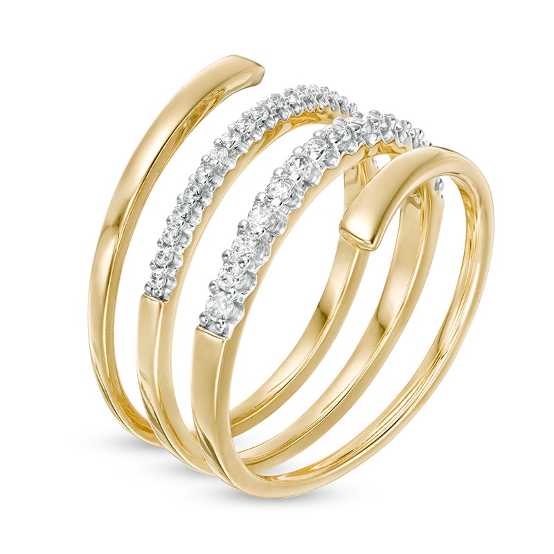 Main Image 3 of Previously Owned - 1/10 CT. T.W. Diamond Multi-Row Spiral Ring in 10K Gold