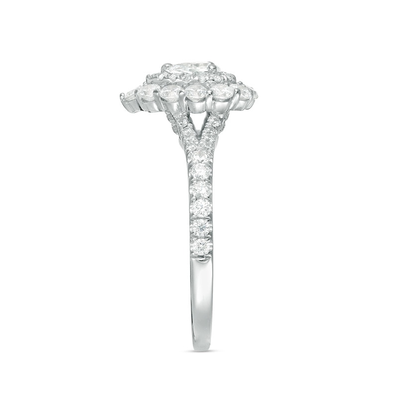 Main Image 3 of Previously Owned - 1 CT. T.W. Pear-Shaped Diamond Double Frame Engagement Ring in 14K White Gold