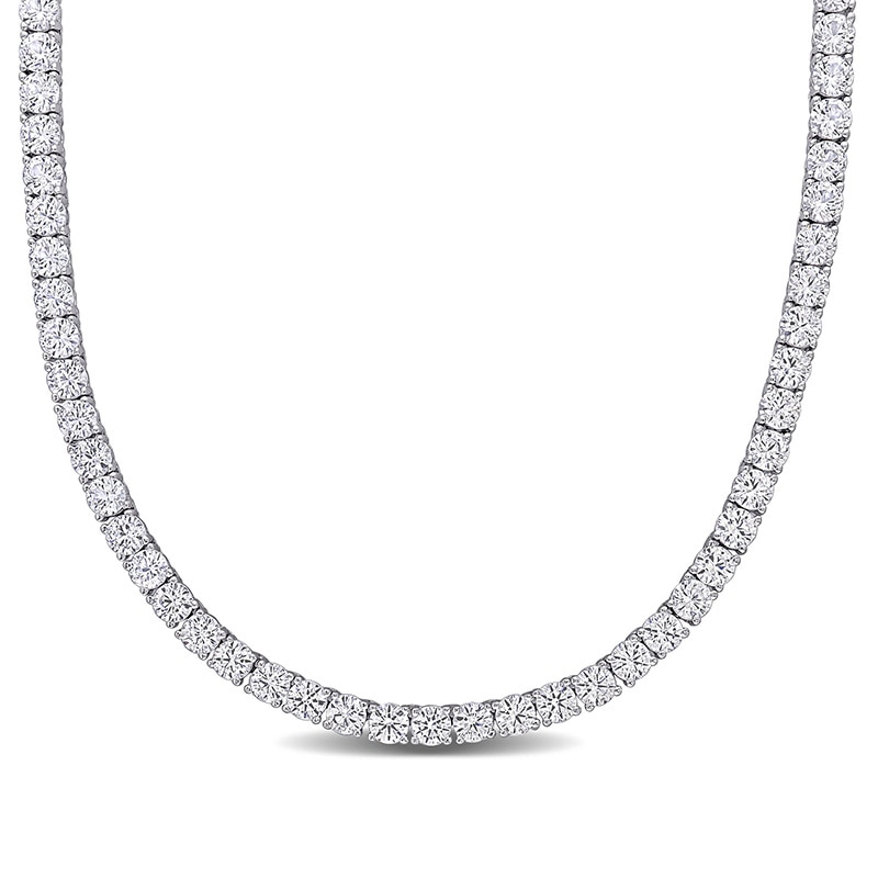 Main Image 1 of Previously Owned - 4.0mm Lab-Created White Sapphire Tennis Necklace in Sterling Silver - 17"