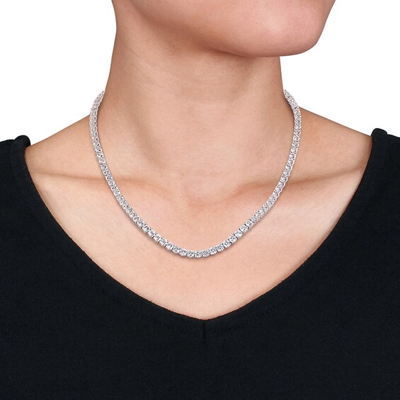 Previously Owned - 4.0mm Lab-Created White Sapphire Tennis Necklace in Sterling Silver - 17"
