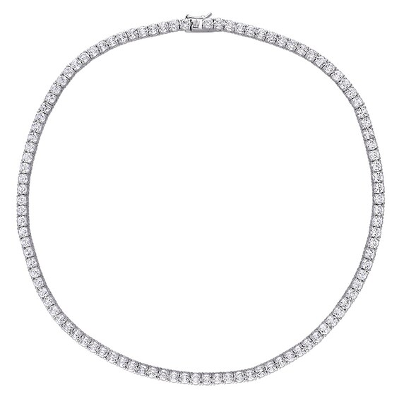 Previously Owned - 4.0mm Lab-Created White Sapphire Tennis Necklace in Sterling Silver - 17"