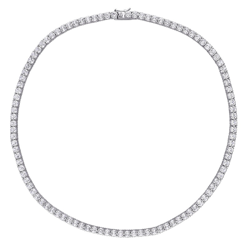 Main Image 3 of Previously Owned - 4.0mm Lab-Created White Sapphire Tennis Necklace in Sterling Silver - 17"