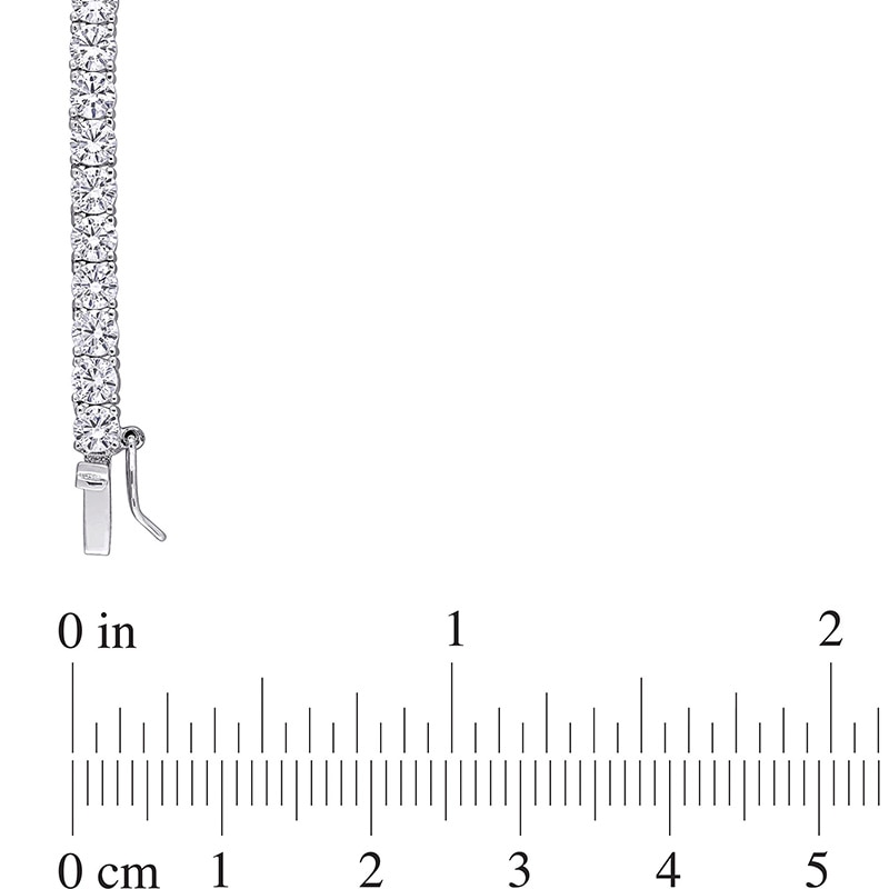 Main Image 4 of Previously Owned - 4.0mm Lab-Created White Sapphire Tennis Necklace in Sterling Silver - 17"