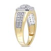 Thumbnail Image 3 of Previously Owned - Quad Lab-Created White Sapphire Cushion Frame Double Row Stepped Edge Ring in 10K Gold