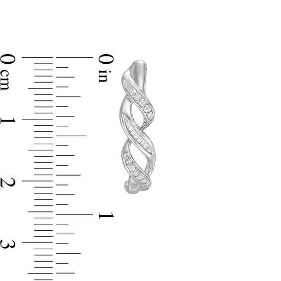 Previously Owned - 1/5 CT. T.w. Diamond Cascading Ribbon Drop Earrings in Sterling Silver