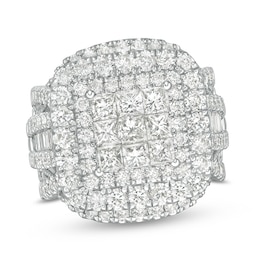 Previously Owned - 4 CT. T.W. Princess-Cut Composite Diamond Multi-Row Split Shank Engagement Ring in 10K White Gold