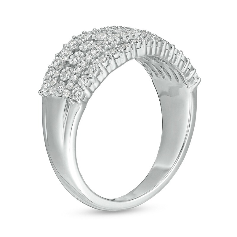 Main Image 3 of Previously Owned - 1/4 CT. T.W. Diamond Multi-Row Ring in 10K White Gold