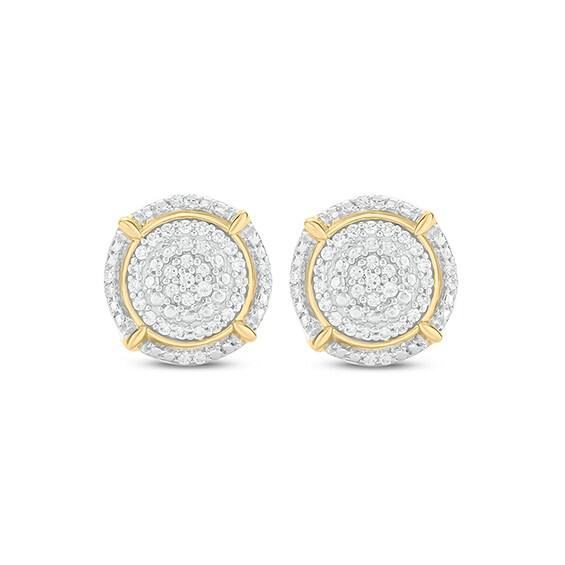 Previously Owned - 1/5 CT. T.w. Composite Diamond Frame Compass Stud Earrings in 10K Gold