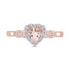 Thumbnail Image 4 of Previously Owned - 5.0mm Heart-Shaped Morganite, White Topaz and Diamond Accent Ring in Sterling Silver