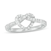 Thumbnail Image 1 of Previously Owned - 1/4 CT. T.W. Diamond Pretzel Love Knot Heart Ring in 10K White Gold