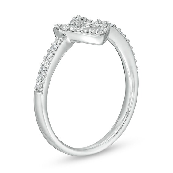 Previously Owned - 1/4 CT. T.w. Diamond Pretzel Love Knot Heart Ring in 10K White Gold