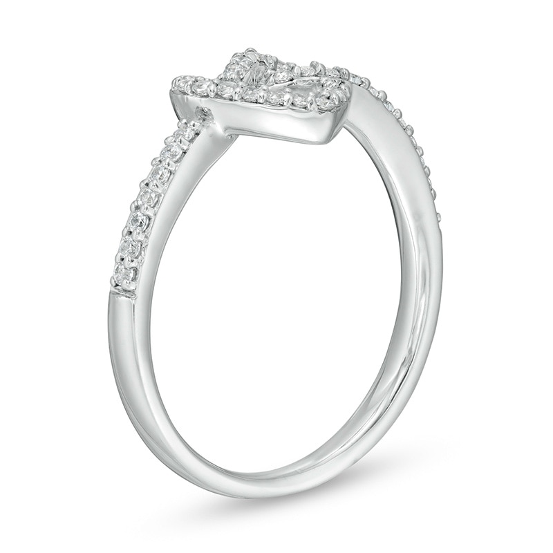 Main Image 3 of Previously Owned - 1/4 CT. T.W. Diamond Pretzel Love Knot Heart Ring in 10K White Gold