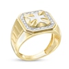 Thumbnail Image 3 of Previously Owned - Men's 1/10 CT. T.W. Diamond Beaded Octagonal Cross Ribbed Shank Ring in 10K Two-Tone Gold