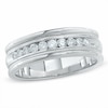 Thumbnail Image 1 of Previously Owned - 1/2 CT. T.W. Diamond Channel Milgrain Band in 14K White Gold
