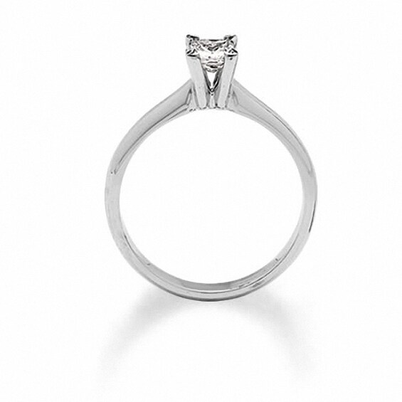 Previously Owned - 1/2 CT. Square-Cut Diamond Solitaire Engagement Ring in 18K White Gold - Signature Collection