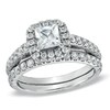 Thumbnail Image 1 of Previously Owned - 1-3/4 CT. T.W. Princess-Cut Diamond Frame Bridal Set in 14K White Gold