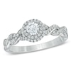 Thumbnail Image 1 of Previously Owned - Celebration Fire™ 1/2 CT. T.W. Diamond Frame Twist Engagement Ring in 14K White Gold (H-I/SI1-SI2)