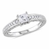 Thumbnail Image 1 of Previously Owned - 1/2 CT. T.W. Princess-Cut Diamond and Pink Sapphire Engagement Ring in 14K White Gold