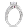 Thumbnail Image 2 of Previously Owned - 1/2 CT. T.W. Princess-Cut Diamond and Pink Sapphire Engagement Ring in 14K White Gold