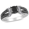 Thumbnail Image 1 of Previously Owned - 1 CT. T.W. Enhanced Black and White Diamond Collar Ring in 10K White Gold