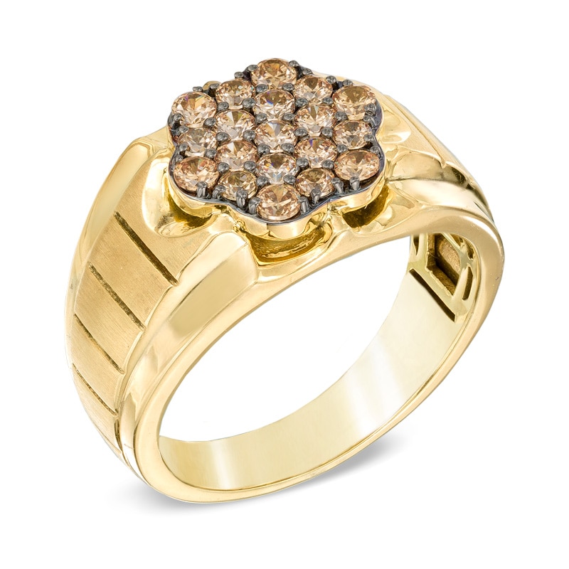 Main Image 2 of Previously Owned - 1 CT. T.W. Champagne Diamond Cluster Ring in 10K Gold