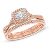 Thumbnail Image 1 of Previously Owned - 1/2 CT. T.W. Diamond Double Frame Bridal Set in 14K Rose Gold