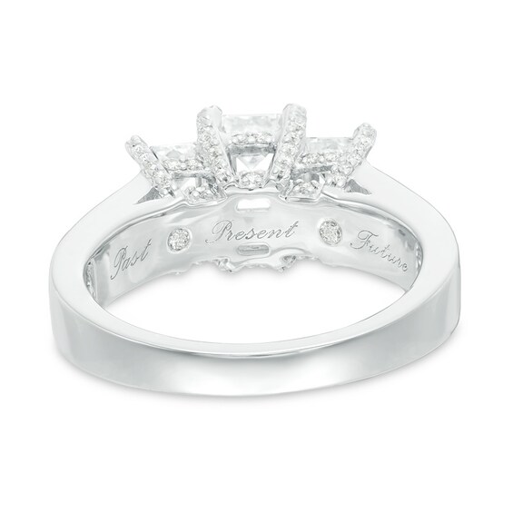 Previously Owned - 3 CT. T.w. Emerald-Cut Diamond Past Present FutureÂ® Ring in 14K White Gold (I/I1)