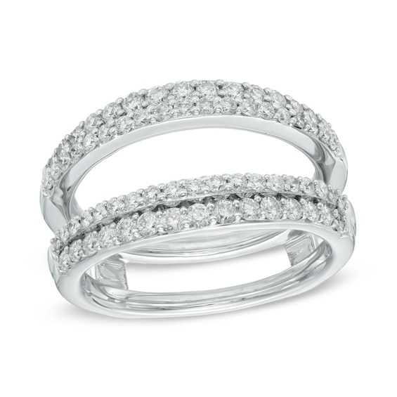 Previously Owned - 1 CT. T.w. Diamond Double Row Solitaire Enhancer in 14K White Gold (I/I1)