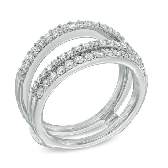 Previously Owned - 1 CT. T.w. Diamond Double Row Solitaire Enhancer in 14K White Gold (I/I1)