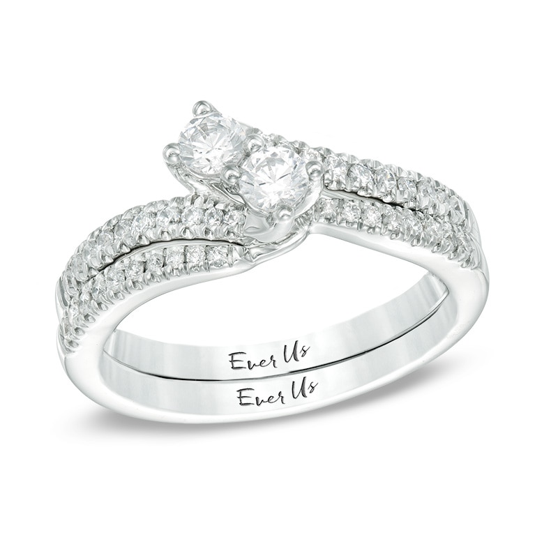 Main Image 3 of Previously Owned - Ever Us® 1/8 CT. T.W. Diamond Contour Band in 14K White Gold