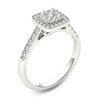 Thumbnail Image 2 of Previously Owned - 1/2 CT. T.W. Composite Diamond Square Frame Vintage-Style Engagement Ring in 14K White Gold