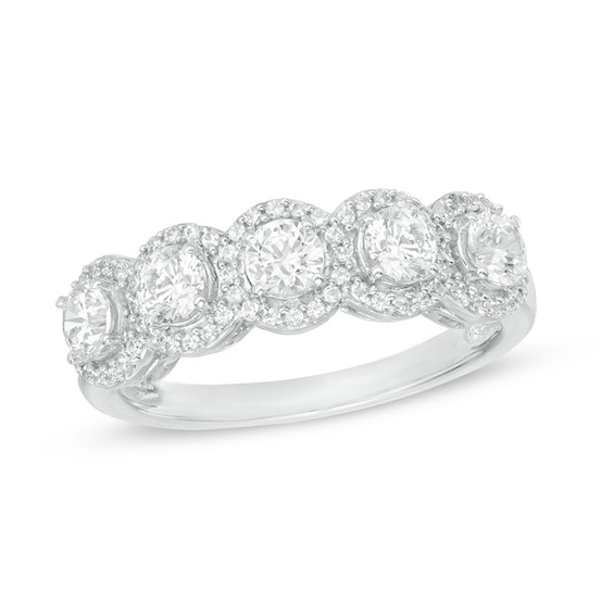 Previously Owned - Celebration GrandÂ® 1 CT. T.w. Diamond Frame Five Stone Anniversary Band in 14K White Gold (H-I/I1)