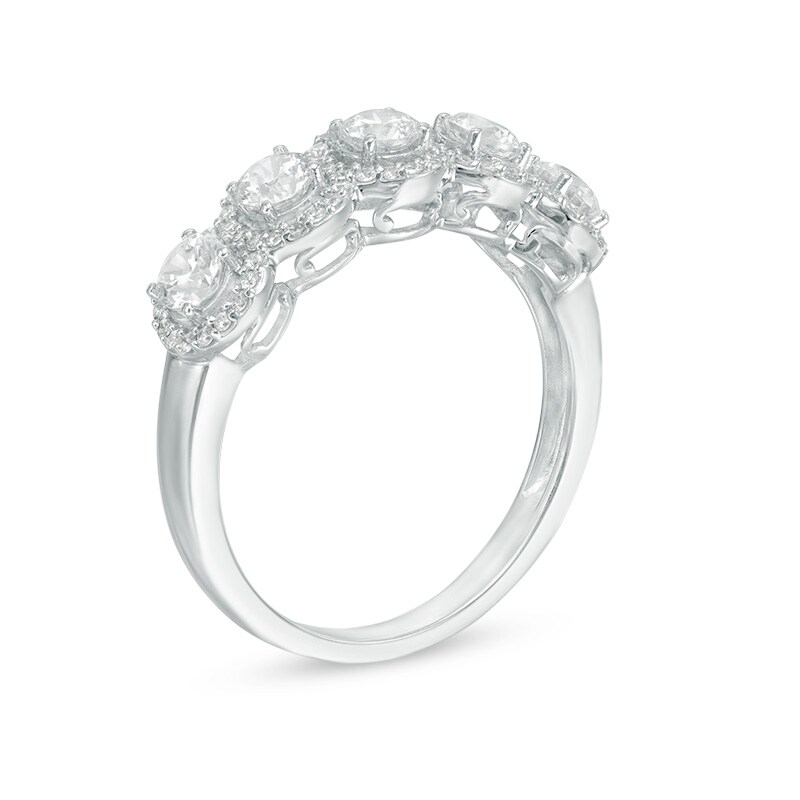 Main Image 2 of Previously Owned - Celebration Grand® 1 CT. T.W. Diamond Frame Five Stone Anniversary Band in 14K White Gold (H-I/I1)