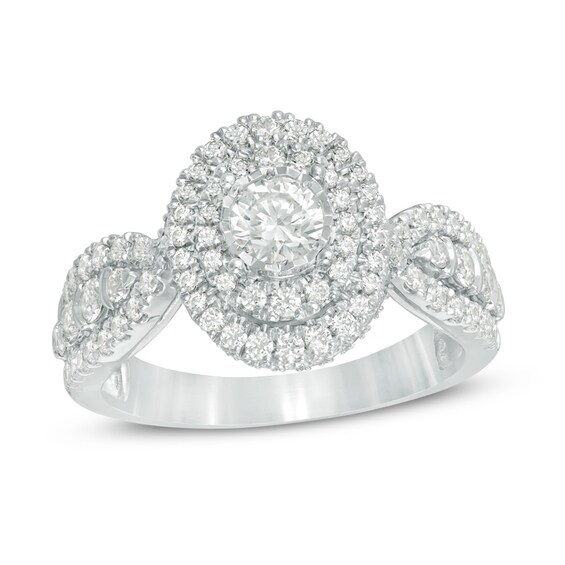 Previously Owned - 1-1/4 CT. T.w. Diamond Double Frame Engagement Ring in 14K White Gold