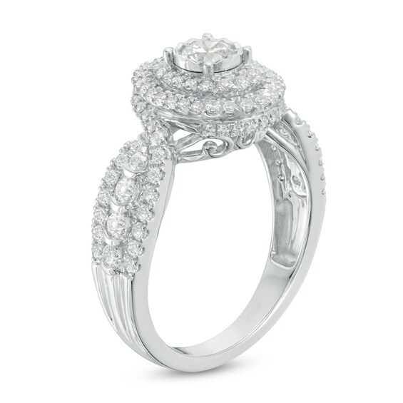 Previously Owned - 1-1/4 CT. T.w. Diamond Double Frame Engagement Ring in 14K White Gold