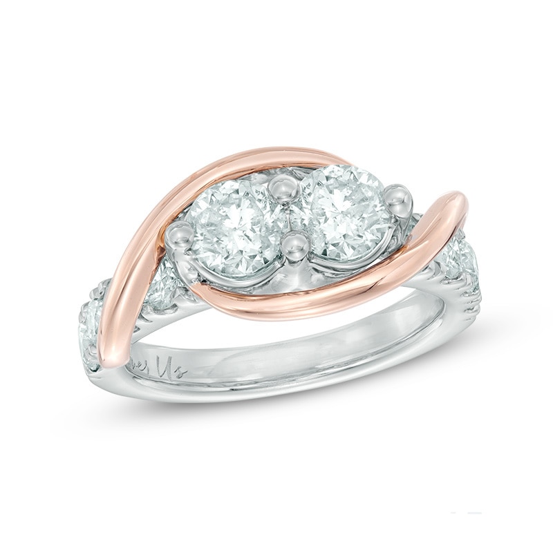 Main Image 1 of Previously Owned - Ever Us® 2 CT. T.W. Two-Stone Diamond Swirl Band in 14K Two-Tone Gold