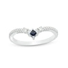 Thumbnail Image 1 of Previously Owned - Vera Wang Love Collection Princess-Cut Sapphire and 1/6 CT. T.W. Diamond Ring in Sterling Silver