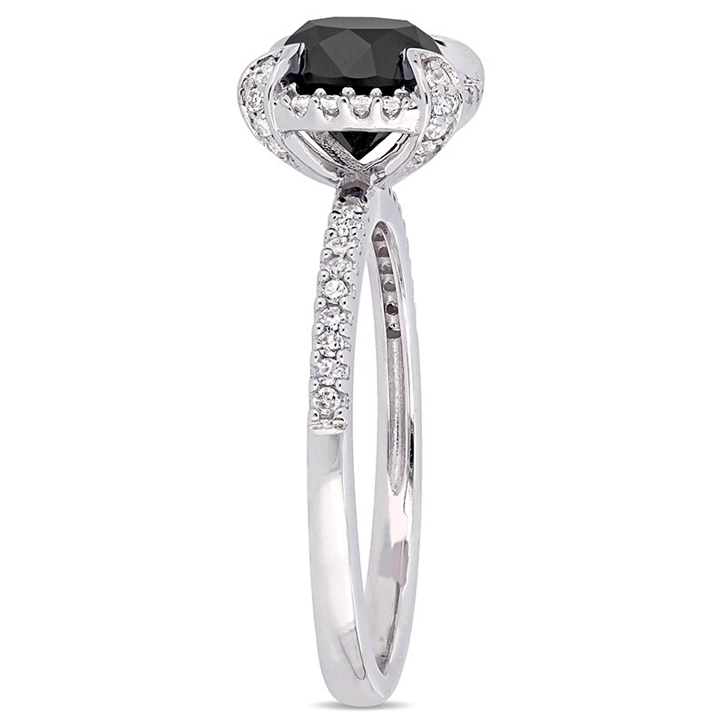 Main Image 2 of Previously Owned - 2 CT. T.W. Enhanced Black and White Diamond Frame Engagement Ring in 10K White Gold