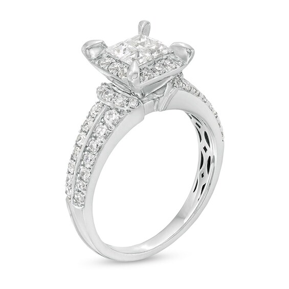 Previously Owned - 1 CT. T.w. Quad Princess-Cut Diamond Frame Engagement Ring in 10K White Gold