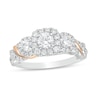 Thumbnail Image 1 of Previously Owned - 1 CT. T.W. Diamond Past Present Future® Frame Wrapped Shank Engagement Ring in 14K Two-Tone Gold